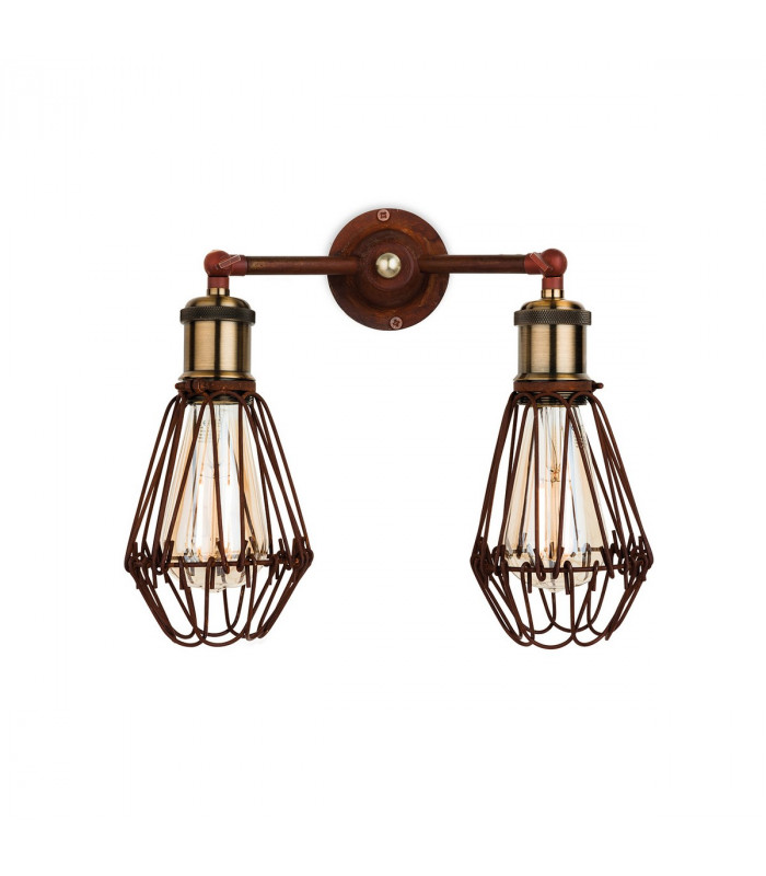 Arcade 2 Light Wall Cage Light Rustic Brown