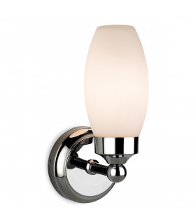 Reef 1 Light Bathroom Wall Light Chrome with Opal Glass IP44