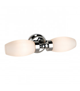 Reef 2 Light Bathroom Wall Light Chrome with Opal Glass IP44