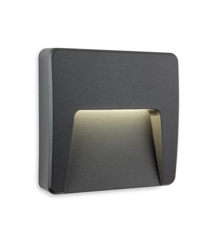 Golf Outdoor Integrated LED Surface Mounted Wall & Step Light Square Graphite IP65