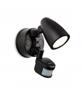 Security Outdoor Integrated LED PIR Motion Sensor Wall Spotlight Black IP54