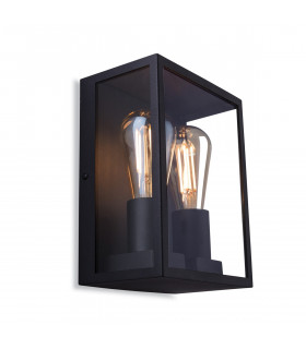 Houston Outdoor Flush Box Wall Light Black IP44-2