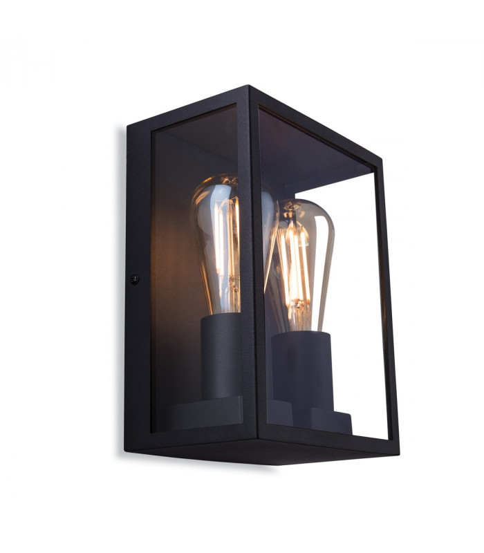 Houston Outdoor Flush Box Wall Light Black IP44-2