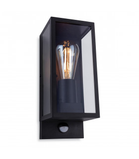 Dallas Outdoor PIR Motion Sensor Flush Box Wall Light Black IP44
