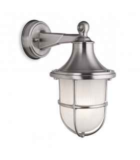 Nautic Outdoor Brass Wall Lantern Nickel Finish IP64