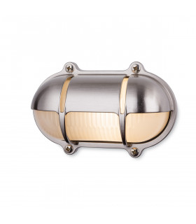Nautic Outdoor Brass Bulkheads Wall Light Oval Nickel Finish IP64
