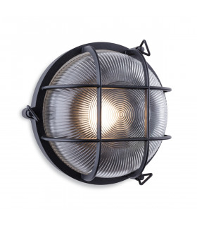 Turin Outdoor Bulkhead Wall Light Round Black IP65