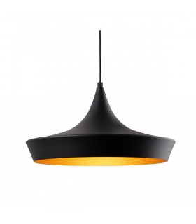 Leo Dome Pendant Light Black with Matt Gold Inside
