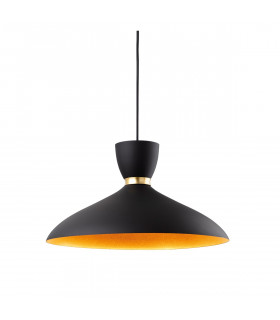 Ellis Dome Pendant Light Black with Matt Gold Inside