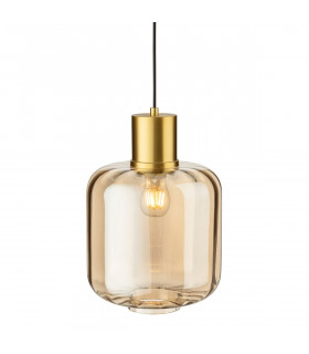 Eton Pendant Light Brushed Brass with Amber Glass