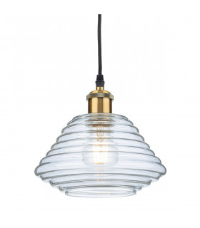 Logan Dome Pendant Light Antique Brass with Clear Glass