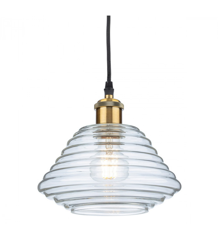 Logan Dome Pendant Light Antique Brass with Clear Glass