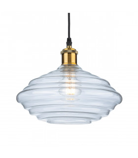 Logan Dome Pendant Light Antique Brass with Clear Glass