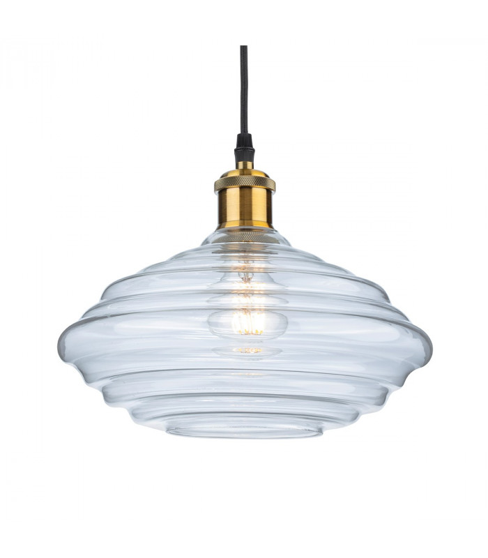 Logan Dome Pendant Light Antique Brass with Clear Glass