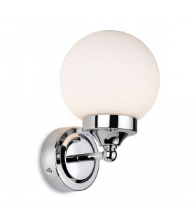 Louis Bathroom Globe Wall Light Chrome with Opal White Glass IP44