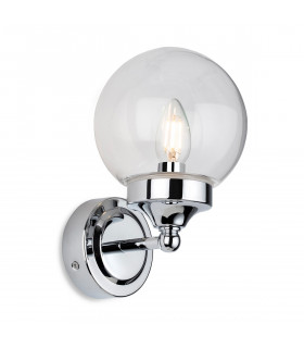 Oscar Bathroom Globe Wall Light Chrome with Clear Glass IP44