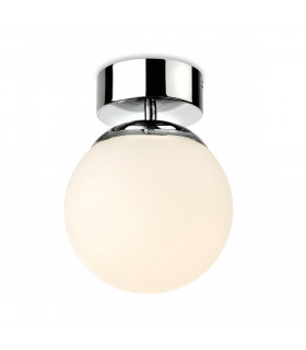 Brook Bathroom Globe LED Flush Ceiling Fitting Chrome with Opal White Glass IP44