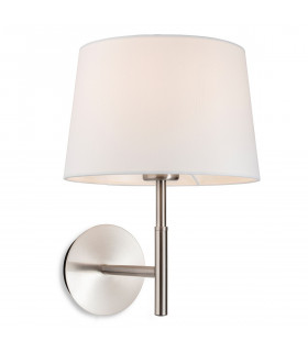 Seymour Classic Switched Wall Lamp Brushed Steel with Cream Shade
