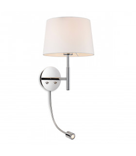 Seymour Classic Switched Wall Lamp with Adjustable Reading Light Chrome with Cream Shade