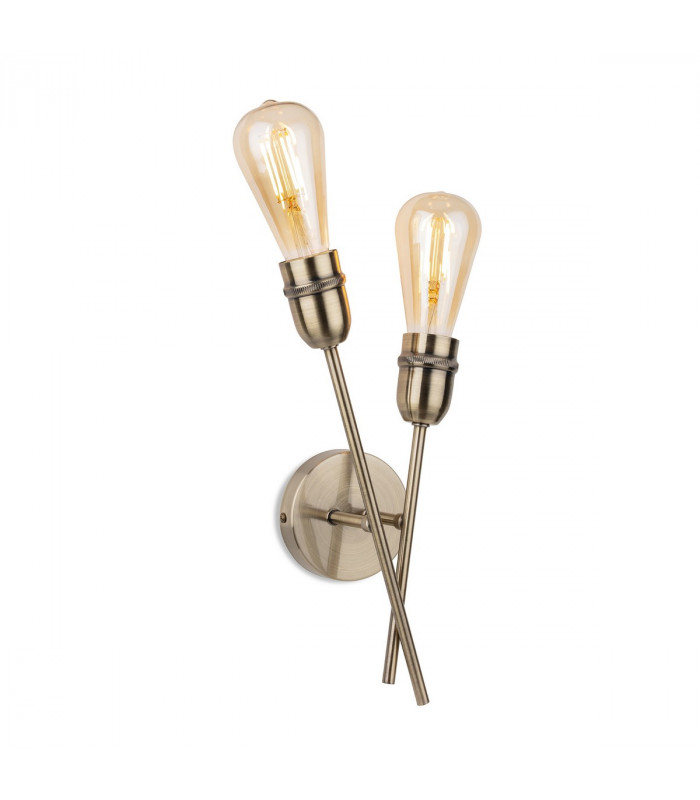 Leon Industrial 2 Light Wall Antique Brass
