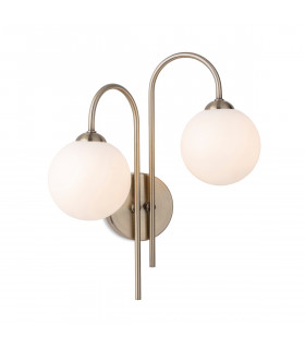 Lyndon 2 Light Globe Wall Antique Brass with Opal White Glass