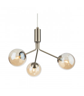Montana 3 Light Globe Fitting Antique Brass with Amber Glass