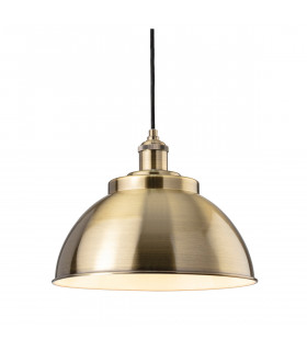Genoa Industrial Dome Pendant Light Antique Brass