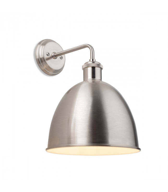 Genoa Industrial Dome Wall Light Brushed Steel