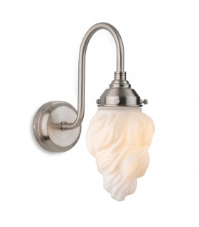 Flame Wall Light Brushed Steel with White Glass IP44