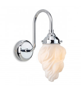 Flame Wall Light Chrome with White Glass IP44