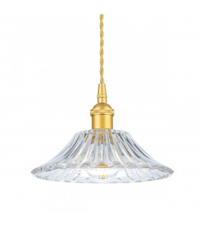 Wilshire Dome Pendant Light Satin Gold with Decorative Glass