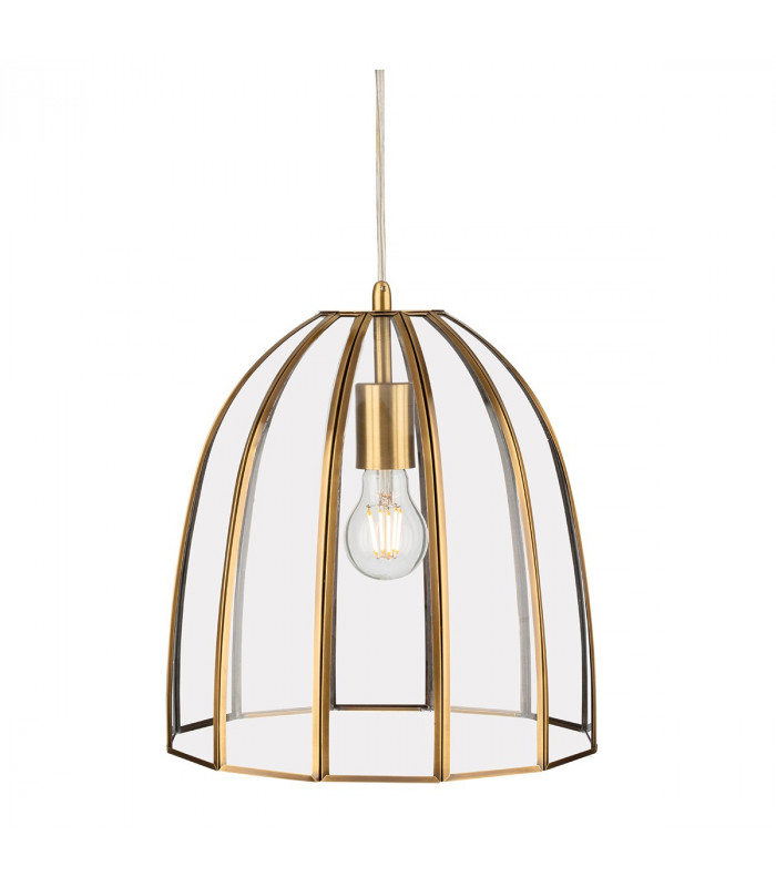 Lincoln Pendant Light Antique Brass with Clear Glass