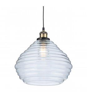 Orla Dome Pendant Light Antique Brass with Clear Glass