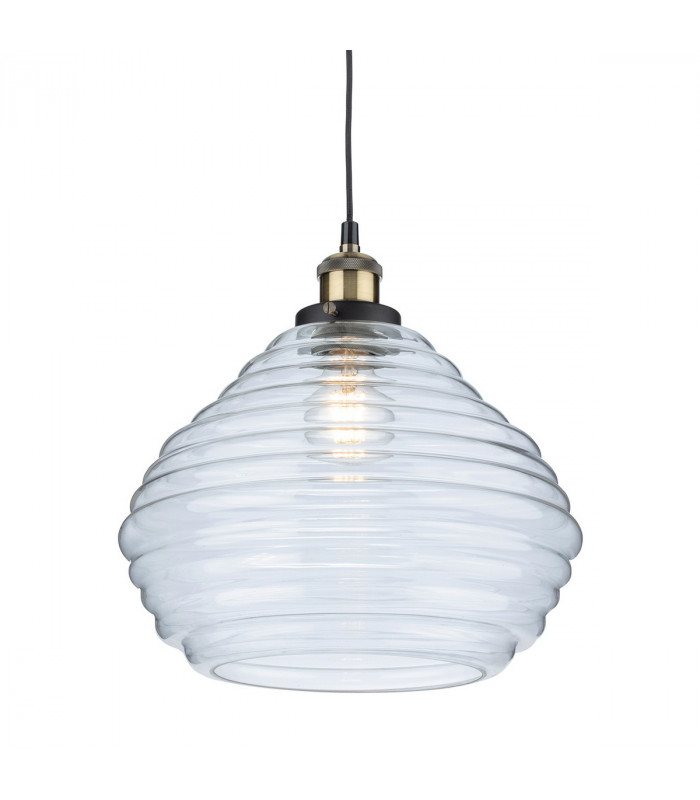 Orla Dome Pendant Light Antique Brass with Clear Glass