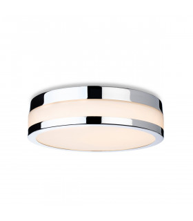 Marnie 220cm LED Flush Ceiling Fitting Chrome with Opal White Glass IP44
