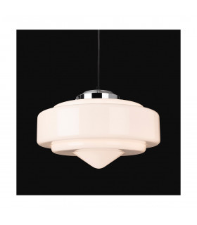Art Deco Pendant Light Chrome with Opal White Glass-2