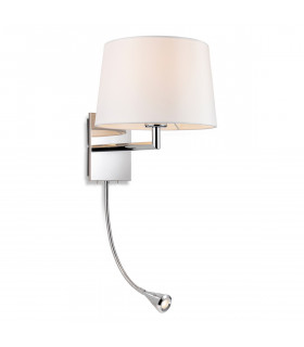 Grand Wall Lamp with Adjustable Switched Reading Light Chrome with Cream Shade