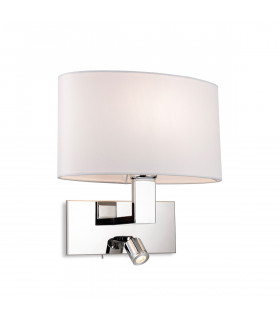 Webster Wall Lamp with Adjustable Switched Reading Light Chrome with Oval Cream Shade