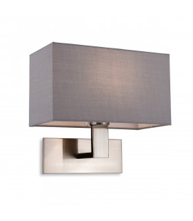 Raffles Wall Lamp Brushed Steel with Rectangle Grey Shade