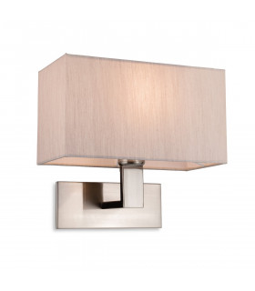 Raffles Wall Lamp Brushed Steel with Rectangle Oyster Shade
