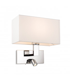 Raffles Wall Lamp with Adjustable Switched Reading Light Chrome with Cream Shade