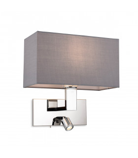 Raffles Wall Lamp with Adjustable Switched Reading Light Chrome with Grey Shade