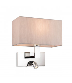 Raffles Wall Lamp with Adjustable Switched Reading Light Chrome with Oyster Shade