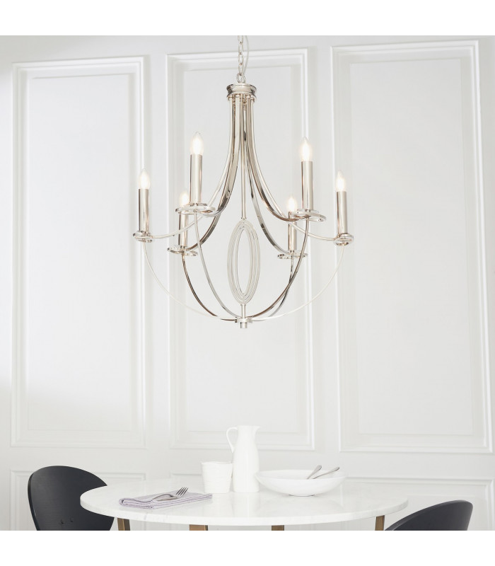 Whistle 6 Light Multi Arm Ceiling Pendant Polished Nickel-2