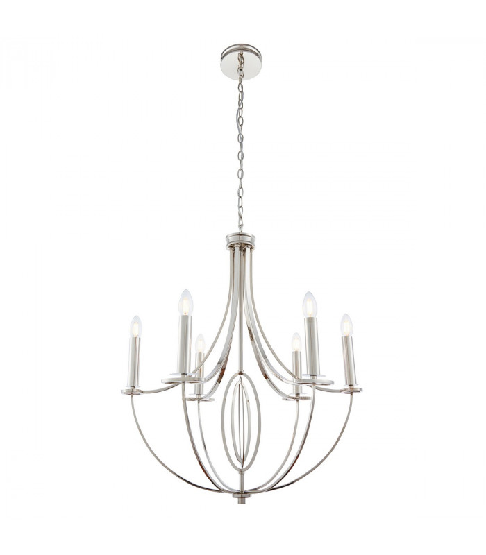 Whistle 6 Light Multi Arm Ceiling Pendant Polished Nickel, E14 - End of Line