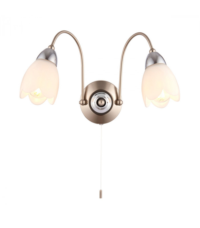 Petal 2 Light Indoor Wall Light Satin Chrome