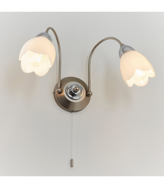 Petal 2 Light Indoor Wall Light Satin Chrome-3