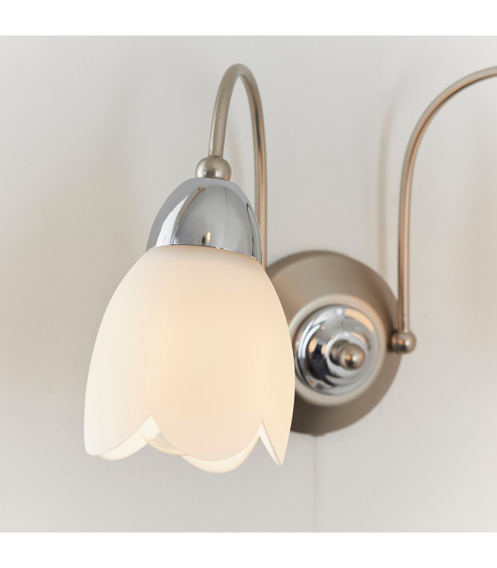 Petal 2 Light Indoor Wall Light Satin Chrome-5