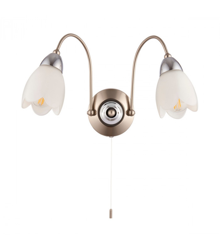 Petal 2 Light Indoor Wall Light Satin Chrome-6
