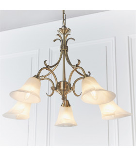Hardwick 5 Light Multi Arm Ceiling Pendant Antique Brass-1